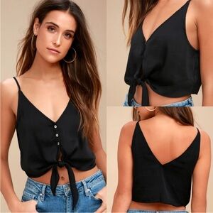 FREE PEOPLE Black TWO TIE FOR YOU BRAMI CROP TOP Size Medium.
